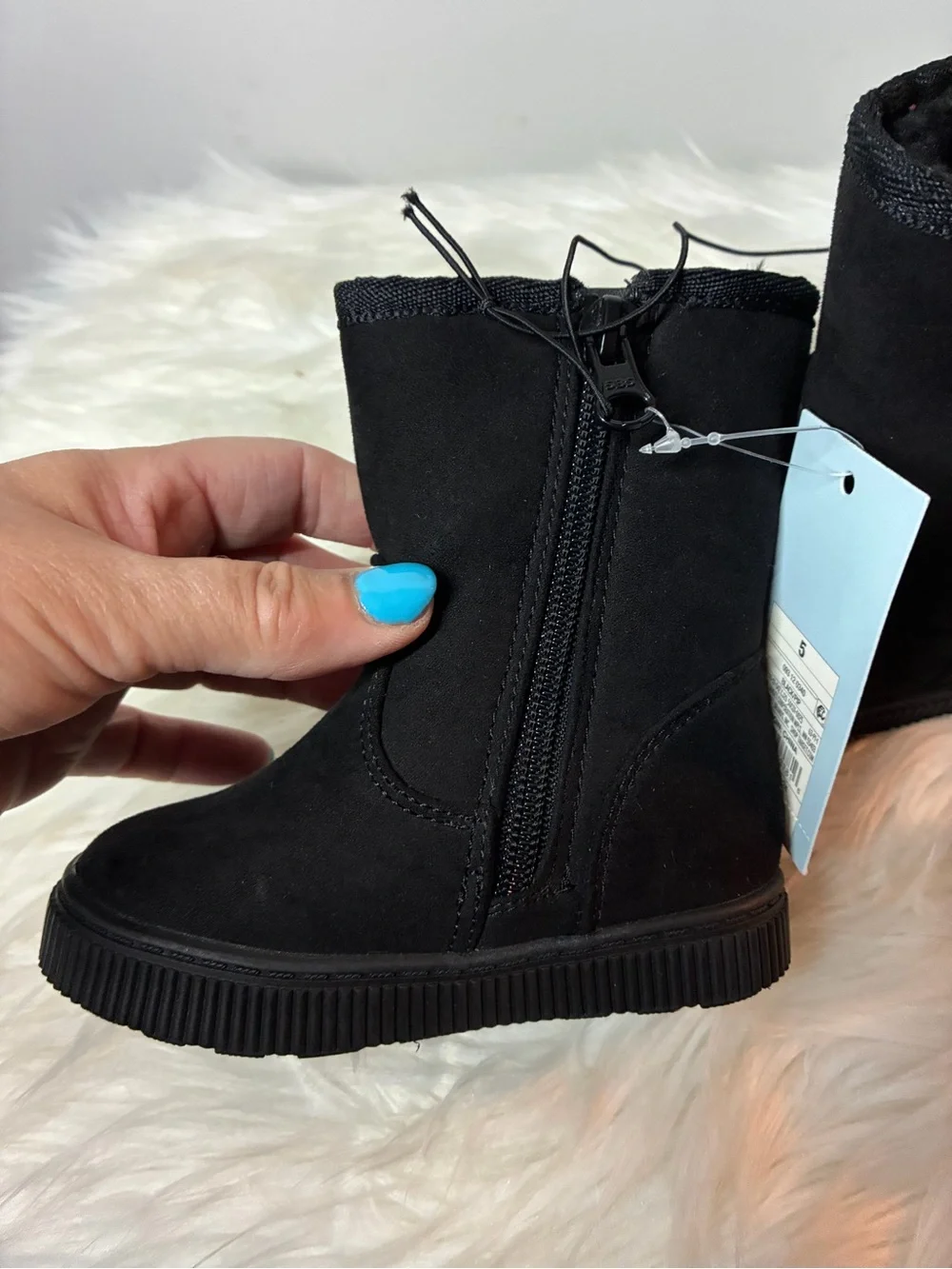 Black Kids Suede-Look Winter Boots